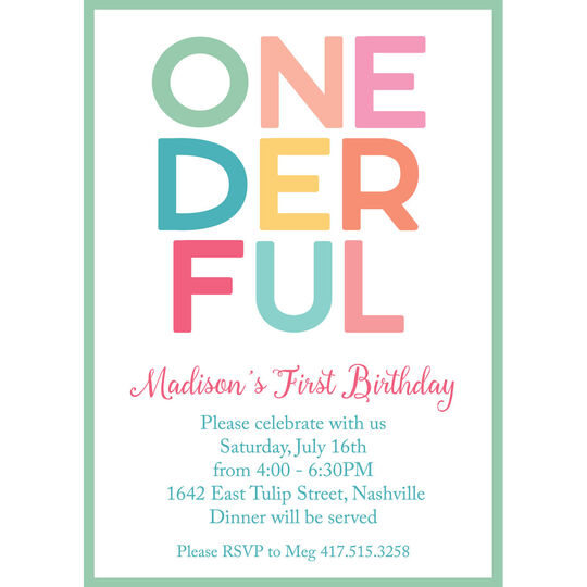 Pastel Onederful Invitations